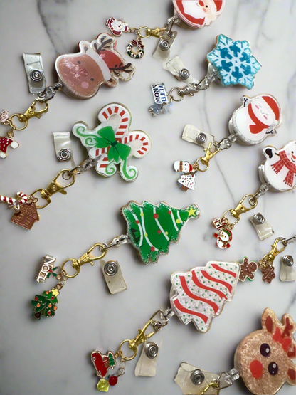 Christmas Retractable ID Badge Reels with Charms