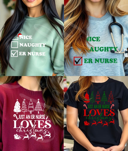 ER Nurse Christmas T-SHIRT - 16 Designs - Unisex