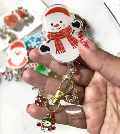 Christmas Retractable ID Badge Reels with Charms