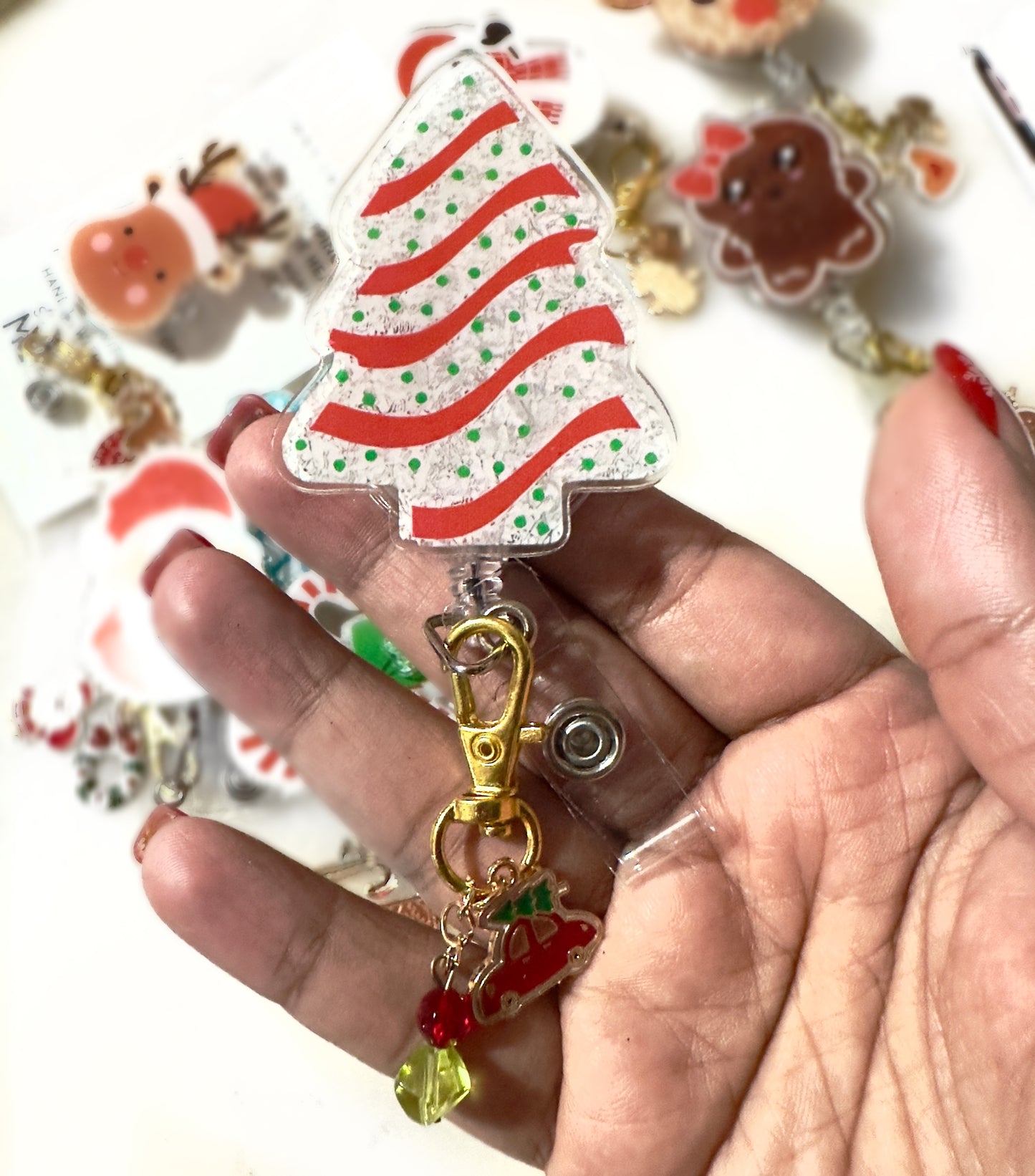 Christmas Retractable ID Badge Reels with Charms