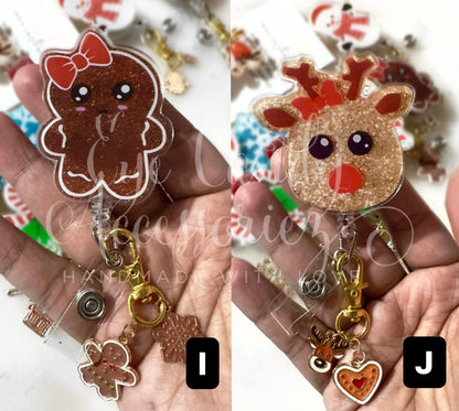 Christmas Retractable ID Badge Reels with Charms