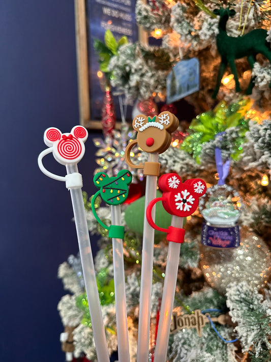 Mouse Head  Silicone Holiday Straw Topper- For REGULAR STRAWS ONLY