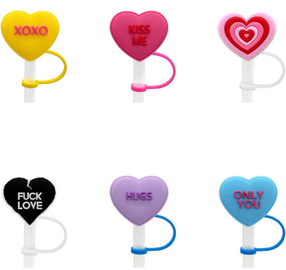 Candy Heart Silicone Straw Topper Covers for Stanley Straws