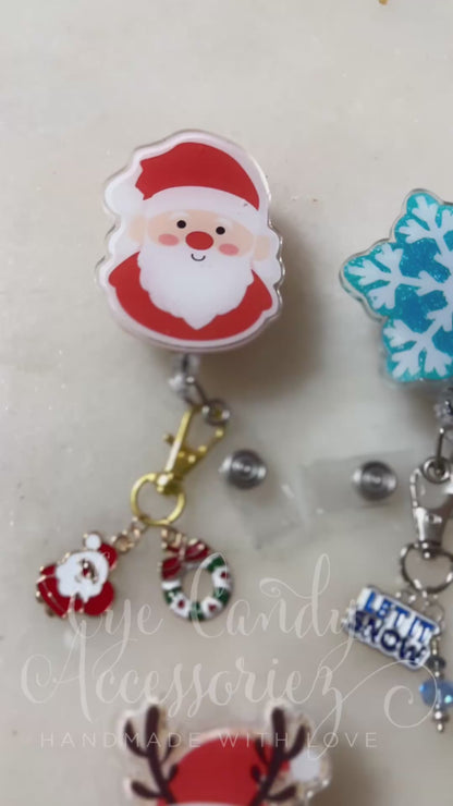 Christmas Retractable ID Badge Reels with Charms